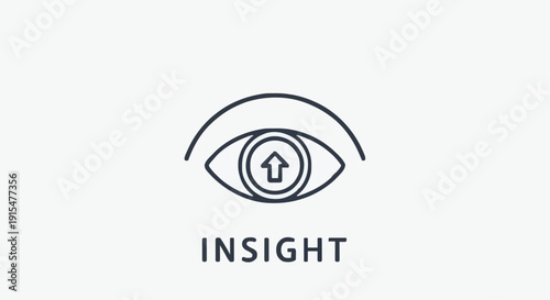 Illustration of an eye with a rising arrow inside, symbolizing insight, vision, and growth, perfect for business and personal development concepts