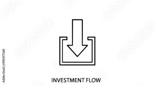 Conceptual illustration portraying financial movement with a downward arrow signifying capital allocation or investment flow into a business account or venture