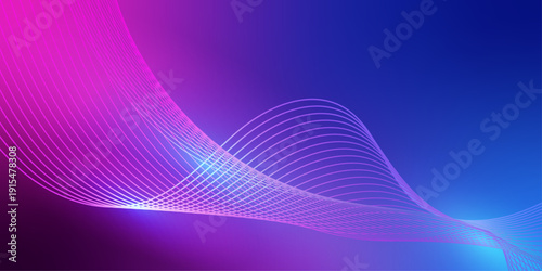 Vibrant abstract background featuring flowing wave lines with gradient colors in purple and pink, ideal for digital and modern design projects needing a dynamic backdrop.