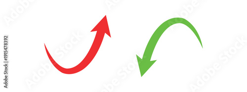 A red upward arrow and a green downward curved arrow.