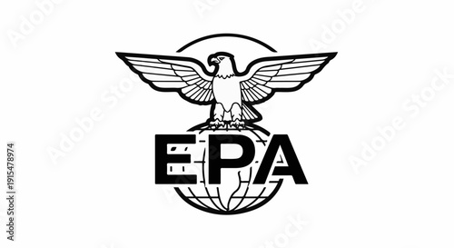 An eagle perched on a globe with the letters EPA