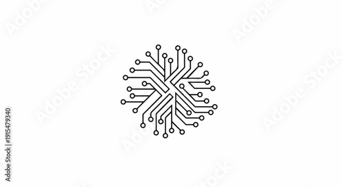 Abstract circular design resembling a circuit board with many connections