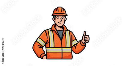 Construction Worker Giving Thumbs Up.
