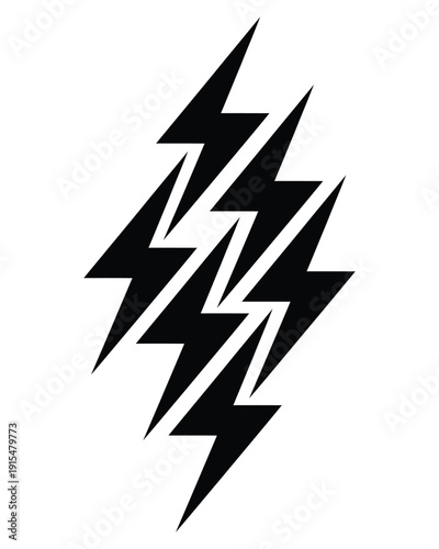 Triple black lightning bolt graphic design