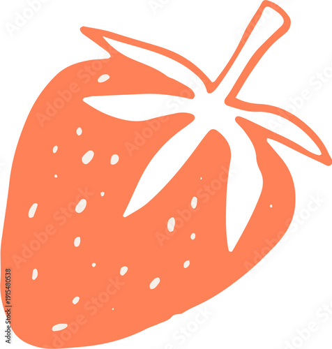 Red strawberry retro illustration. Vintage cafe, patisserie and bakery doodles series.