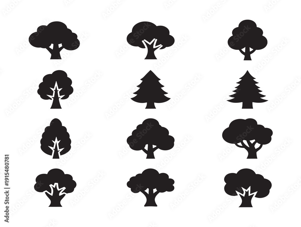 Obraz premium Beautiful nature tree silhouette with elegant forest landscape design