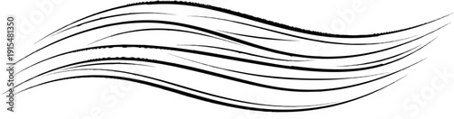 Abstract black and grey brush strokes form a flowing wave pattern