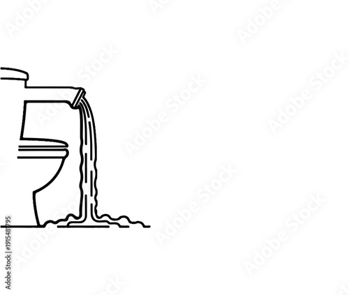 A toilet is shown with water gushing out and flowing onto the floor