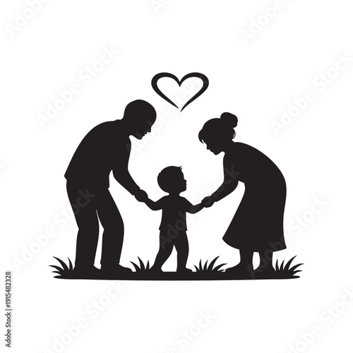 Family Silhouette Icon Vector Illustration