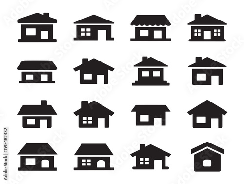 Charming village house silhouette with rustic countryside line art