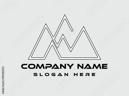 Letter M line logo design,Letter AAA line logo design,Linear creative minimal monochrome monogram,Universal elegant vector sign design,Premium business logotype,Graphic alphabet symbol for corporate b