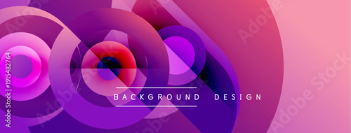 Abstract vibrant layers create dynamic circular pattern. Pink, purple hues blend, forming modern background design. Smooth gradients dominate composition.