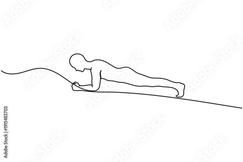 Plank exercise continuous one line art representing core strength and fitness lifestyle
