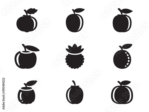 Creative Fruit Silhouette Icon Set Bundle