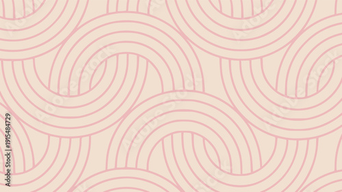 Seamless abstract pattern featuring soft pink semicircular interlocking lines for elegant background textures and textile design