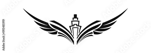 Abstract winged design graphic emblem