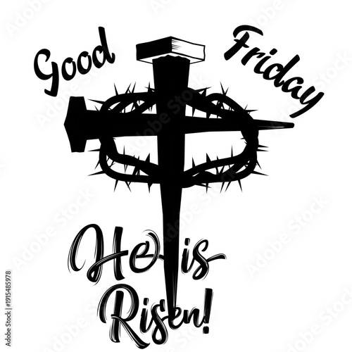 Good Friday banner illustration with cross on the hill. Good Friday vector illustration for christian religious occasion with cross. Can be used for background, greetings, banners, poster, logo