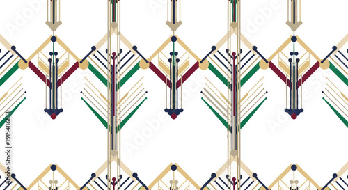 Geometric abstract pattern with symmetrical design and decorative elements