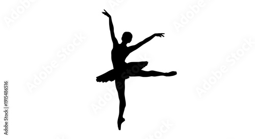 Graceful Ballerina Silhouette in Elegant Dance Pose.