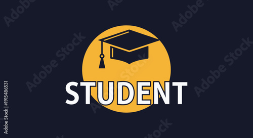 Graduation Cap and Student Text Symbolizing Education.