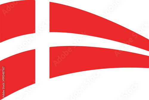 Stylized abstract waving flag of denmark graphic design