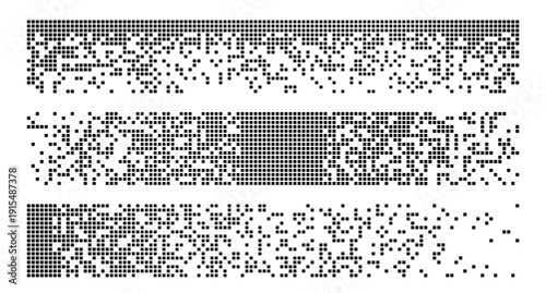 Pixel disintegration shape PNG. Abstract digital background featuring gradient dot effect, perfect for contemporary graphic projects.