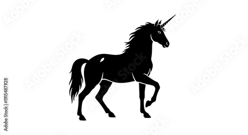 Majestic Unicorn Silhouette with Flowing Mane and Tail.