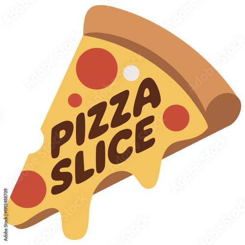 Delicious Italian pizza slice depicted as simple flat icon vector illustration on white background