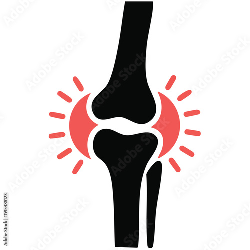 Human anatomy icon highlighting knee joint pain from arthritis condition vector illustration on white background