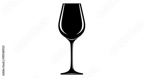 Elegant Black Silhouette of a Wine Glass on a White Background.