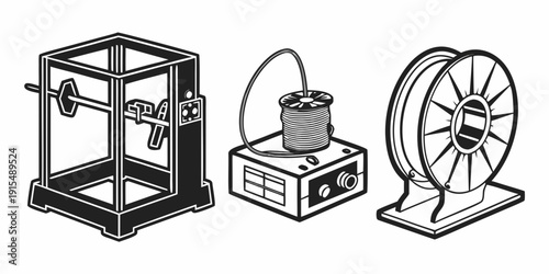 Photos A collection of vintage scientific equipment and apparatuses on display Vector