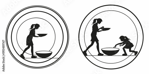 Tableau sur toile Ancient egyptian art depicting a man rowing a boat and a man carrying a basket V