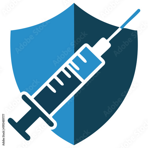 Medical syringe icon symbolizing vaccination and healthcare services flat vector design on white background