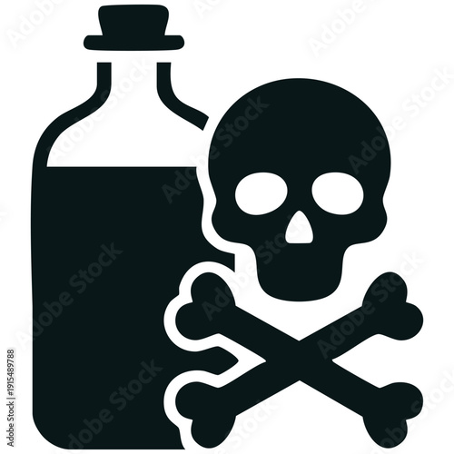 Dangerous chemical container icon with skull label representing toxic materials vector graphic