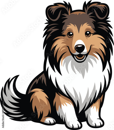 Cute cartoon a illustrator vector shetland sheepdog