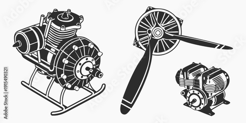 Bild auf Leinwand A detailed illustration of an internal combustion engine and its components