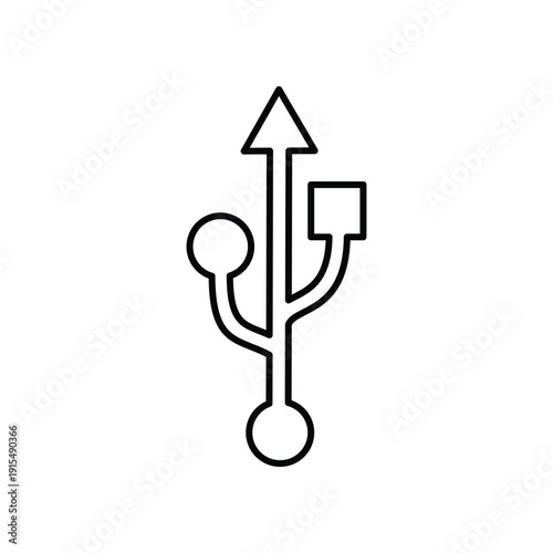 Outline universal serial bus usb icon vector for computer hardware connectivity data transfer and electronic peripheral