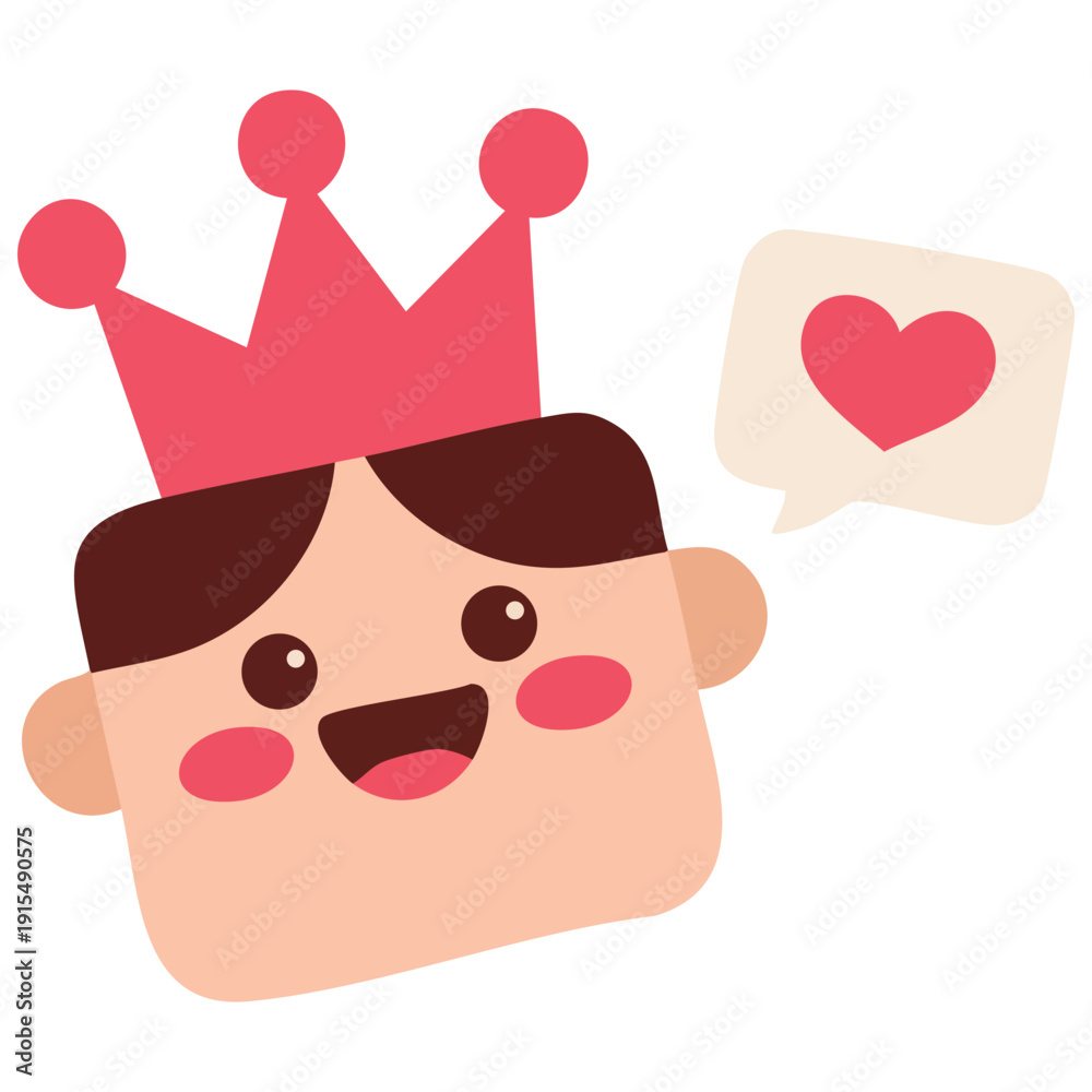 Obraz premium Cartoon character of childish monarch head for children product branding vector art