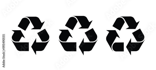 Black Recycling Symbols on White