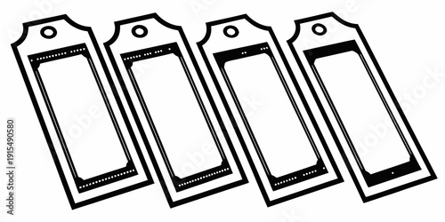 Four empty white envelopes with black outlines on a white background Vector