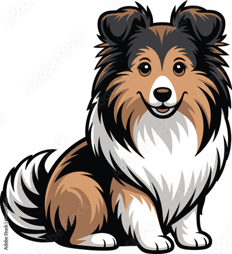 Cute cartoon a illustrator vector shetland sheepdog