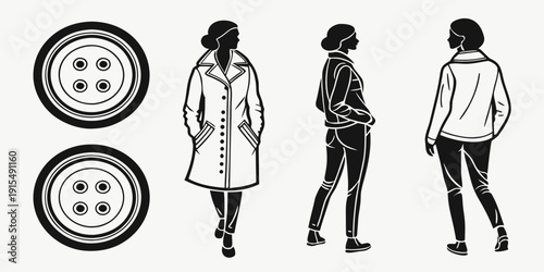 Three stylish women showcasing different fashion designs and accessories Vector
