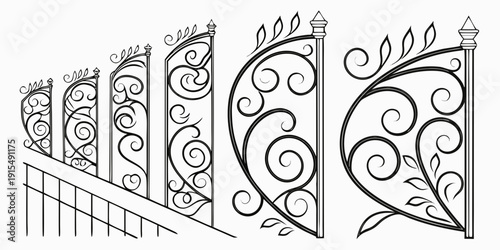 A series of decorative elements showcasing various ornate designs and patterns. Vector