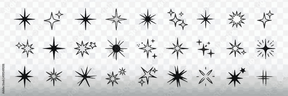 Fototapeta premium 0045_4_a-collection-of-25-black-star-and-sparkl_oEHgmxFkTtuYr2BxSnqexQ_N33IpcRUQDGrsmrlceTfWQ_traced