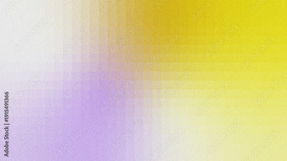 Fototapeta premium Abstract grid, grainy gradient background with purple, yellow, and white noise texture.