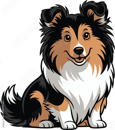 Cute cartoon a illustrator vector shetland sheepdog