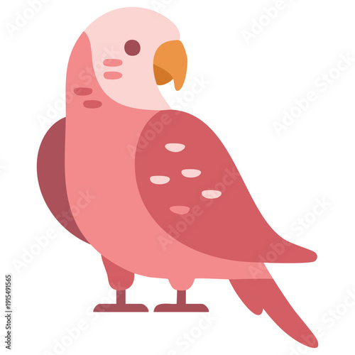 Colorful parrot icon enclosed in circular frame with pink outline vector illustration