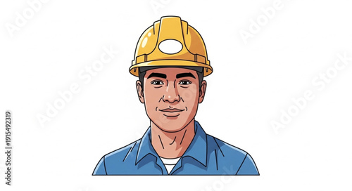 Construction Worker Wearing Yellow Helmet.