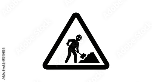 Construction Worker Warning Sign Symbol.