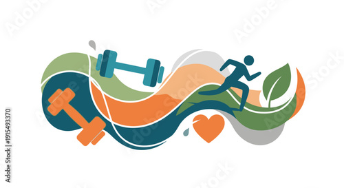 Colorful abstract design on various supplement packaging.